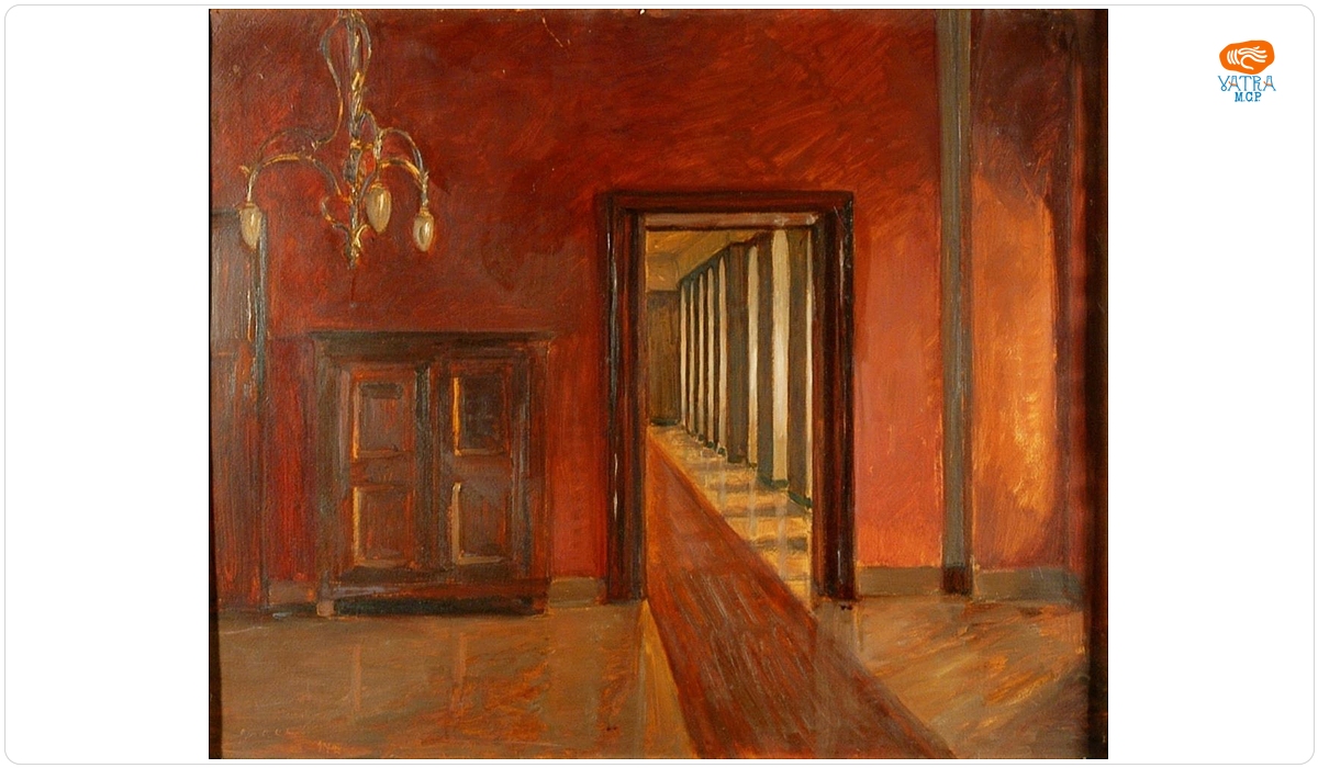 Alfred Macalik — Salonul roșu cu candelabru