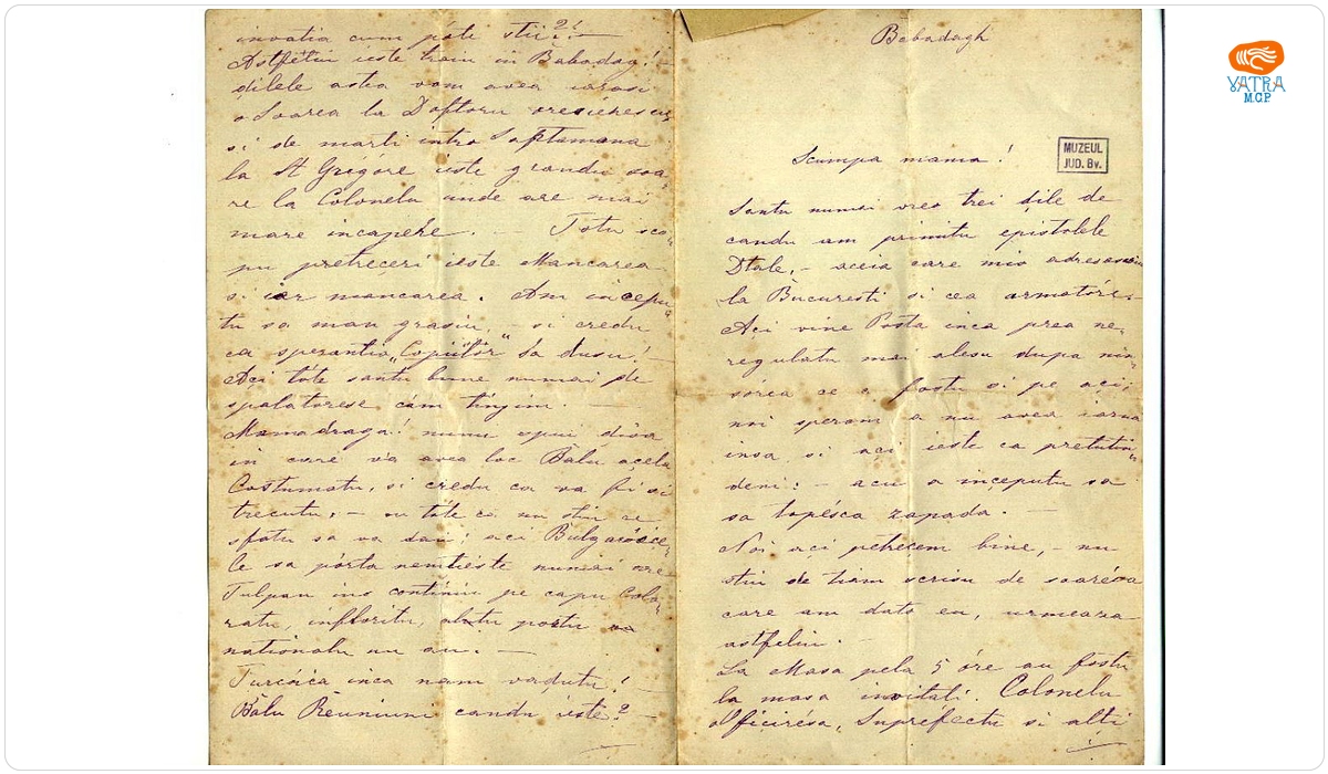 Elena Groza — Groza Elena către Mureșianu Sevastia