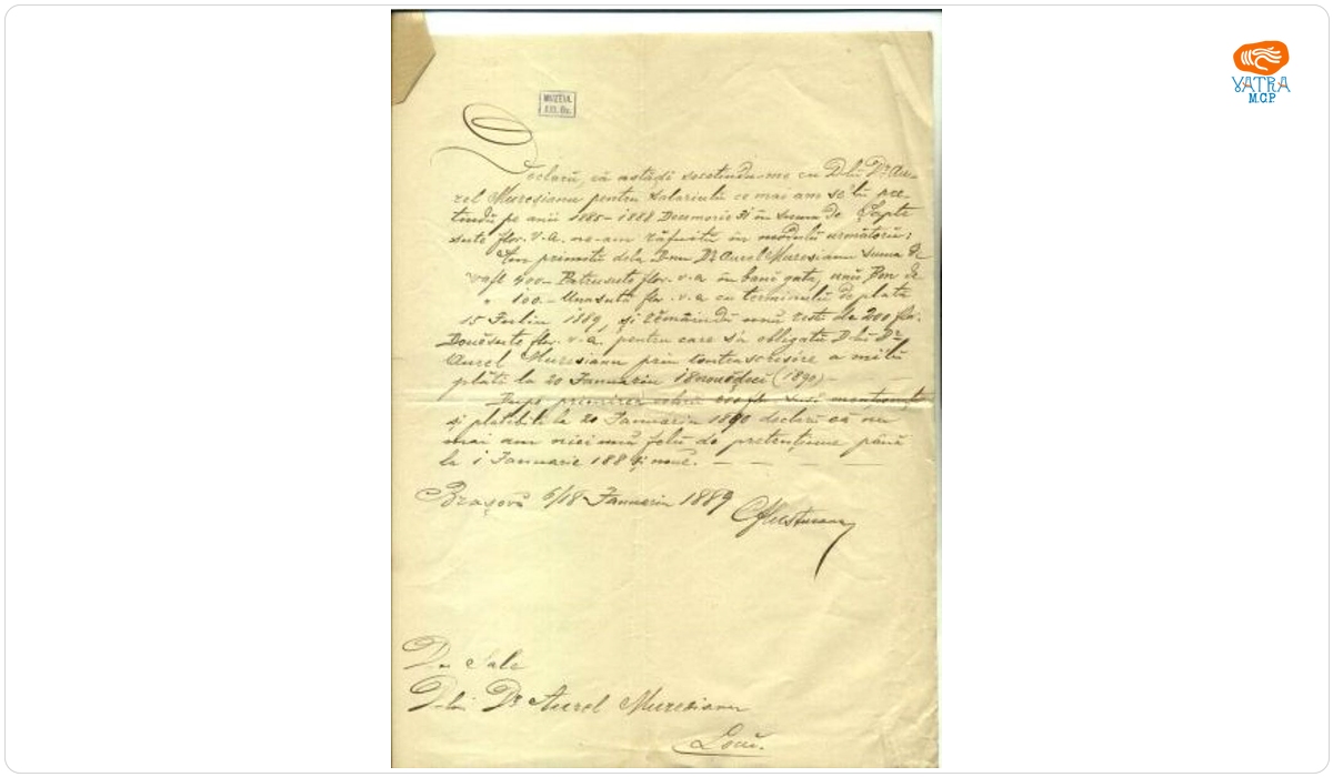 Fluștureanu Constantin către Mureșianu Aurel