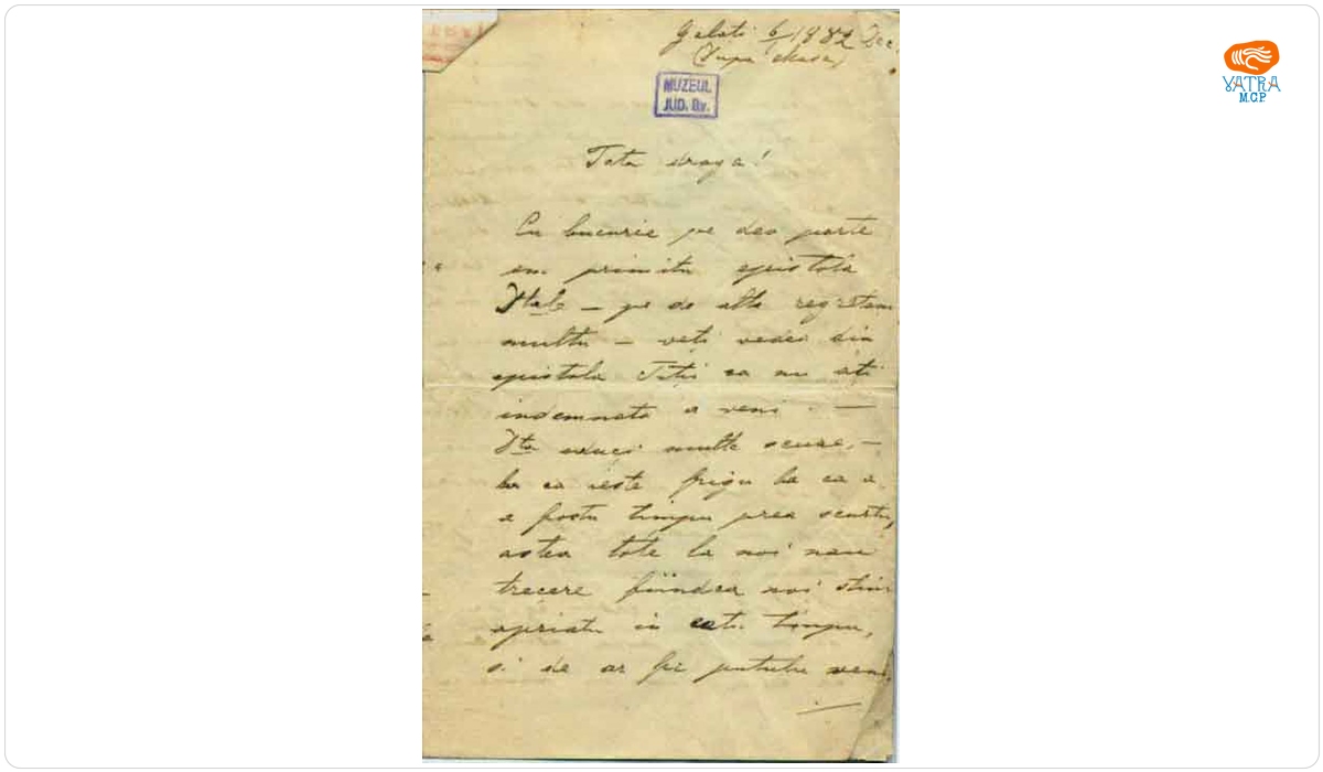 Elena Cornelia Groza — Groza Elena Cornelia către tatăl său, Mureșianu Iacob
