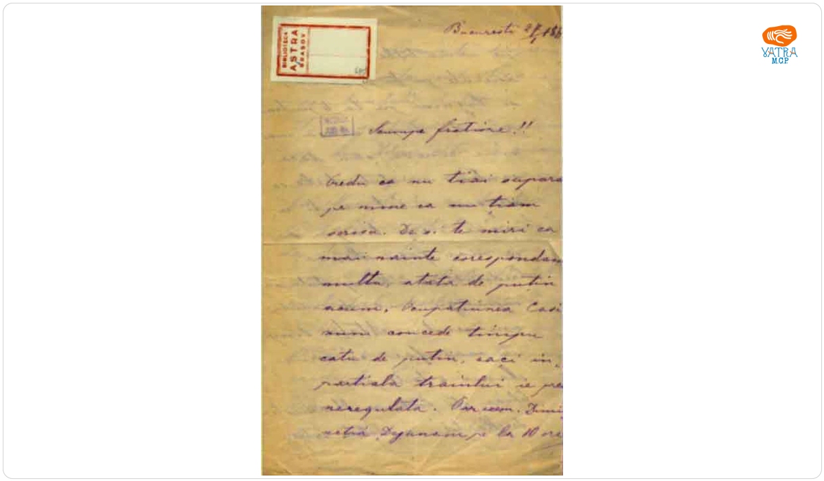 Groza Elena către fratele său, Mureșianu Aurel