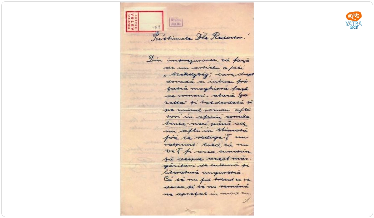 Pop Andrei către Mureșianu Aurel