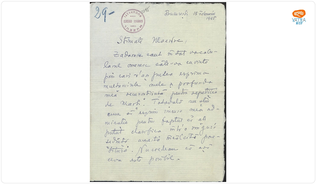 Ludovic Feldman către George Enescu