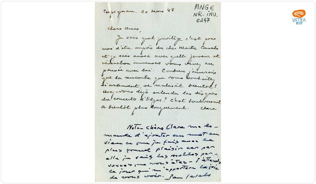 Clara Haskil și Pablo Casals către Lory și Ernst Wallfisch (20 martie 1948)