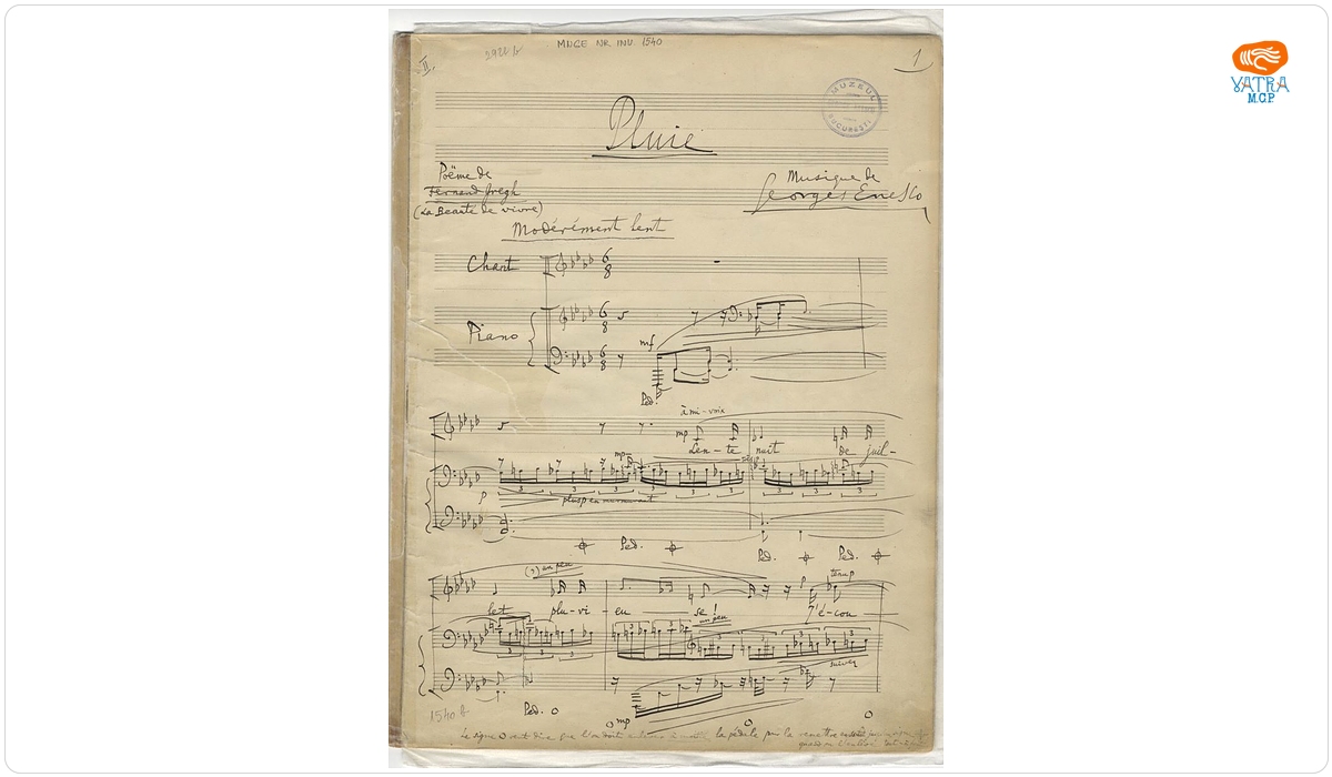 „Pluie, Le silence musicien, L’ombre est bleue...”, 3 lieduri pe versuri de Fernand Gregh op. 19