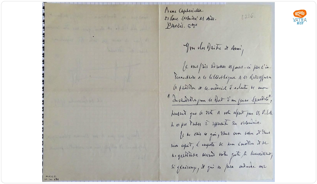 Scrisoare adresată de către Pierre Capdevielle lui George Enescu, Paris, 10 decembrie 1949