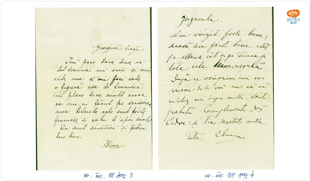 Scrisoare adresată de Maria, Costache și Tinca Enescu lui George Enescu