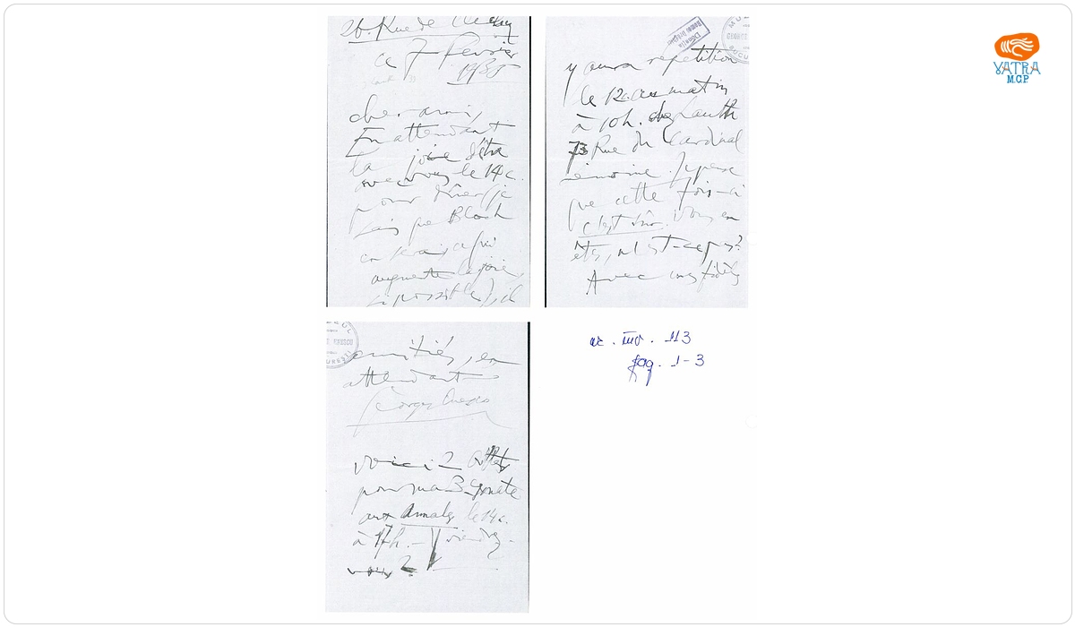 Scrisoare trimisă de George Enescu lui Edmond Fleg