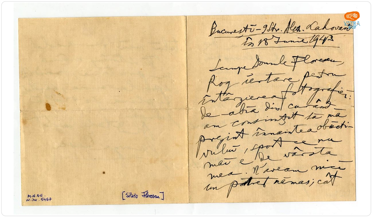 George Enescu își cere scuze pentru întârzierea trimiterii unei fotografii