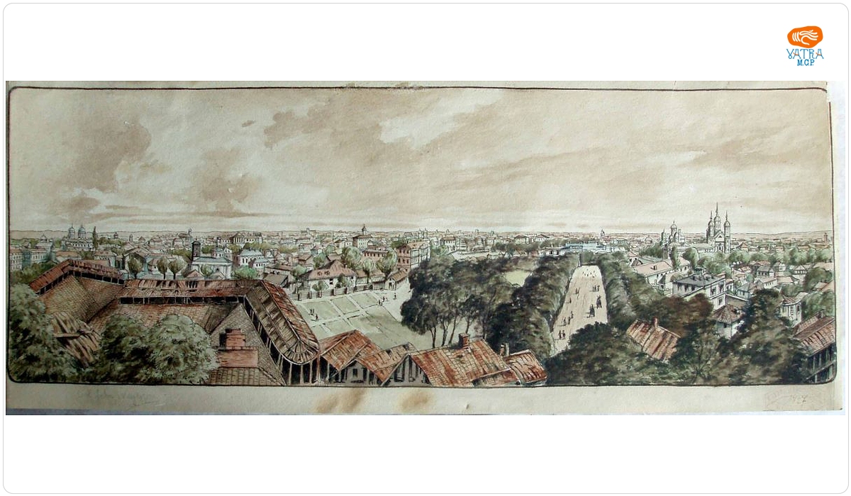 Vedere a Bucureștilor din Dealul Mitropoliei la 1855