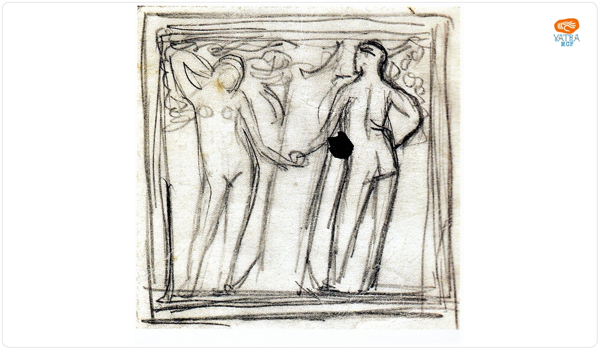 Schiță basorelief „Adam și Eva”