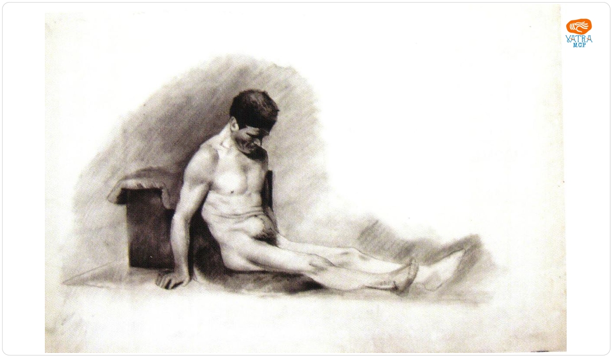 Bărbat nud așezat