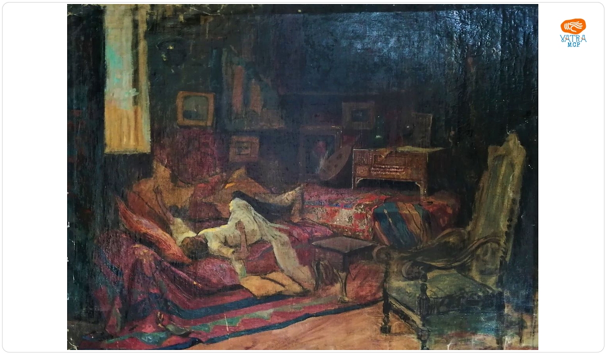 Interior oriental cu femeie culcată