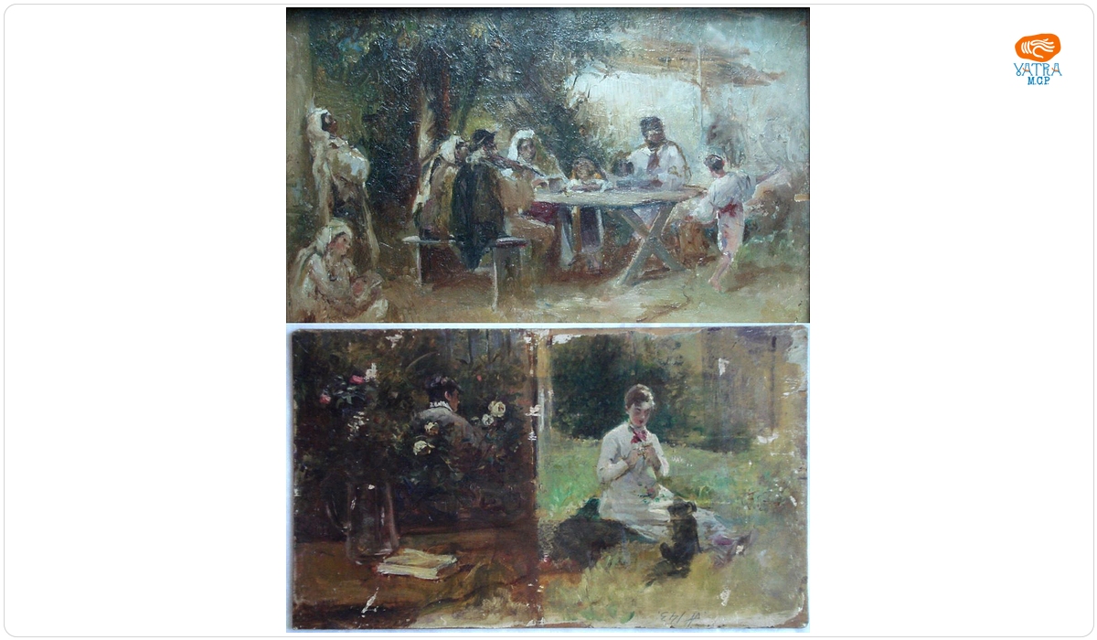 Theodor Aman — Petrecere cu lăutari/ Două schițe (verso)
