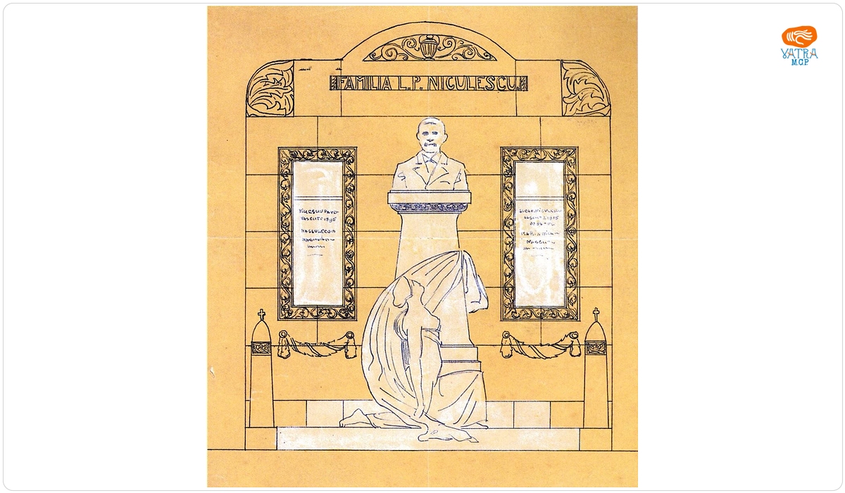 Schiță monument funerar pentru familia Luca P. Niculescu (Cimitirul Bellu)