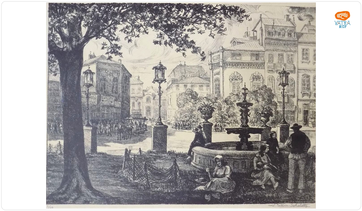 Alexandru Poitevin-Scheletti — Piața Sfântul Gheorghe din ciclul „București pitoresc”