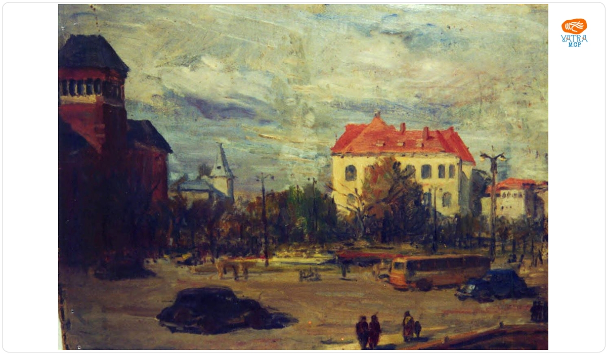 Calea Victoriei (Piața Victoriei, vedere spre Muzeul Lenin-Stalin și Institutul Geologic al României)