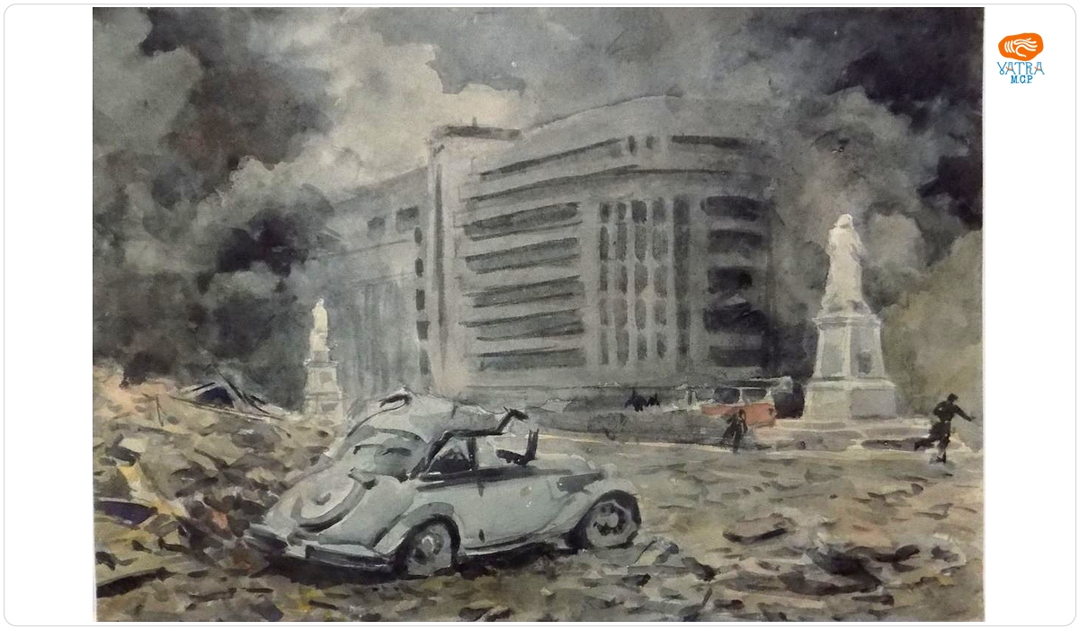 Piața Universității după bombardament