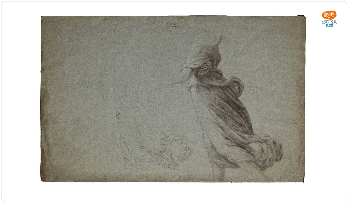 Gheorghe Tattarescu — Studiu de drapaj/Copil cu pălărie de pai (verso)