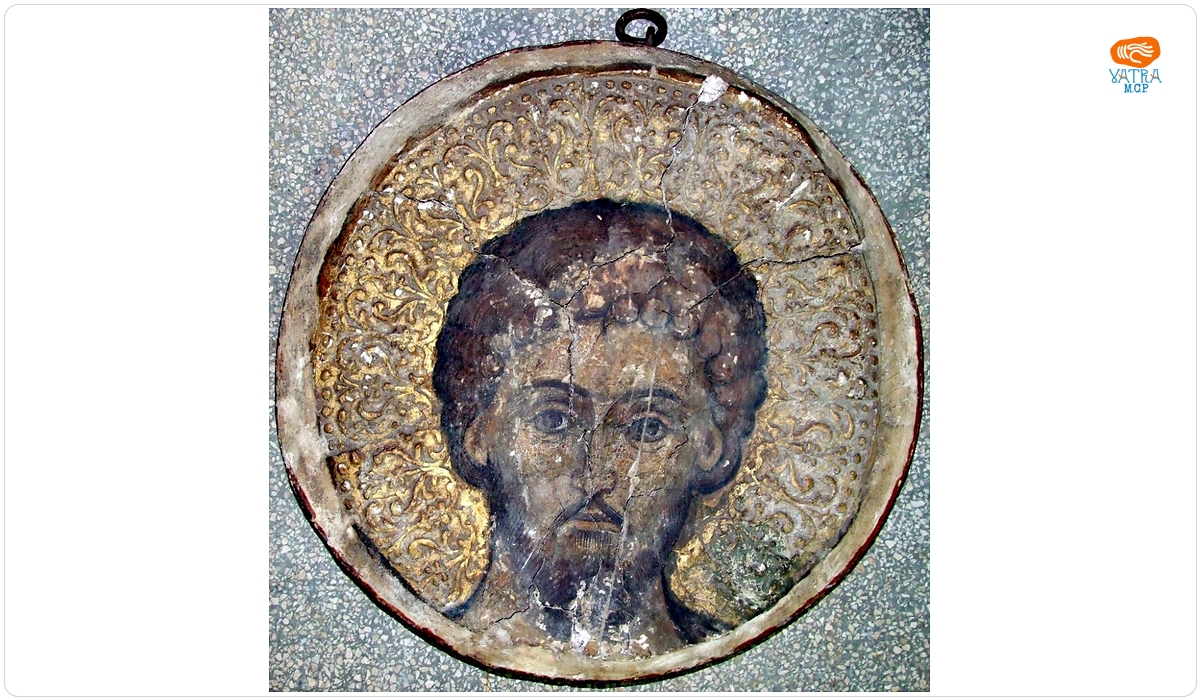 Cap de sfânt - pictură murală religioasă (fragment)