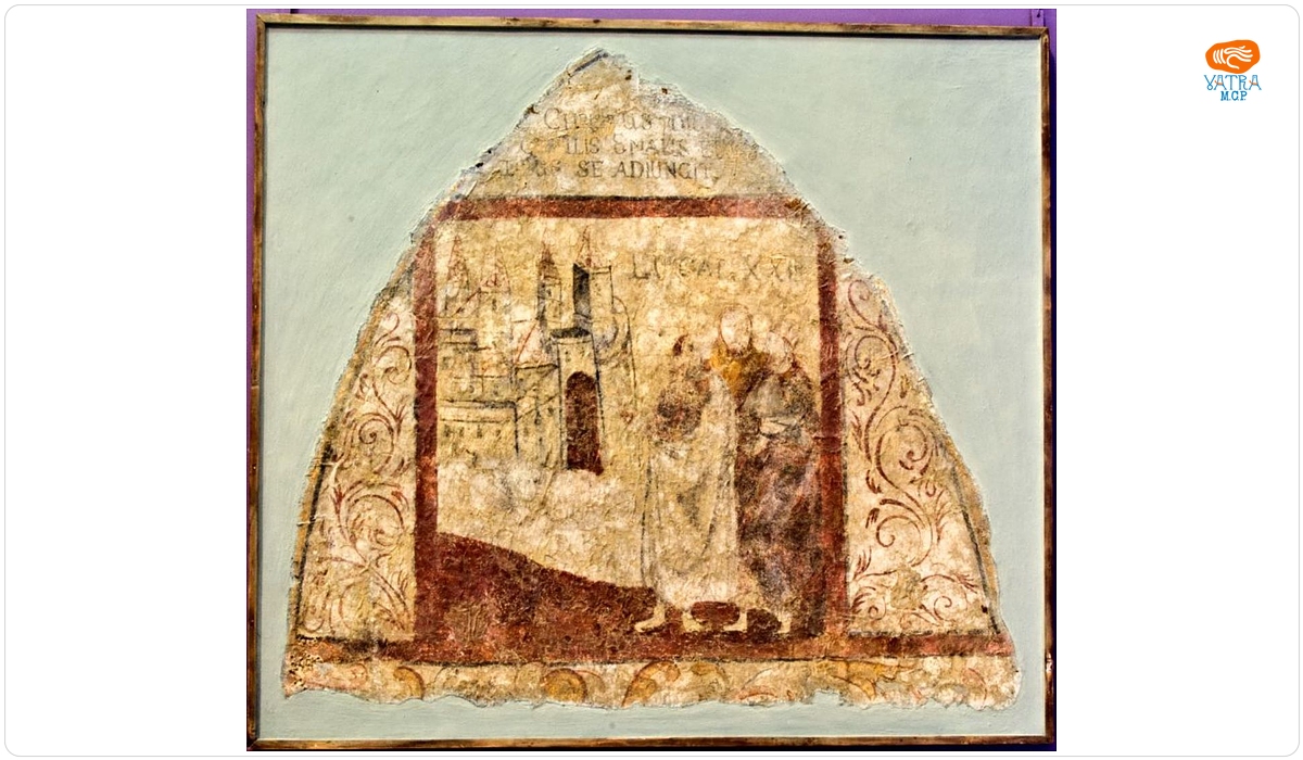 Pelerini la Emaus - pictură murală religioasă (fragment)