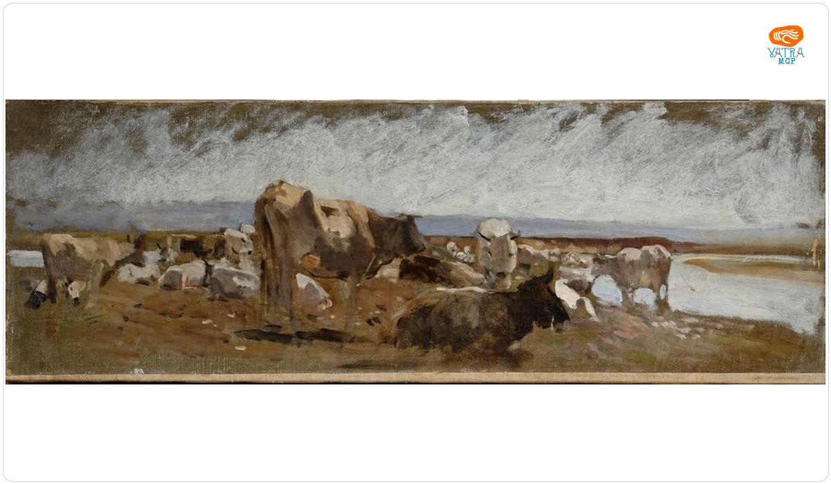 Nicolae Grigorescu — Turmă de boi la râu