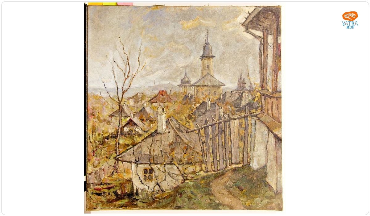 Alexandru Moser Padina — Peisaj urban cu biserică (Mănăstire)