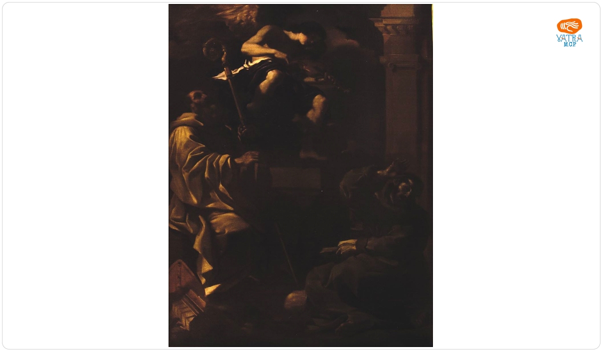 Giovani Francesco Barbieri — Sfântul Francisc și Sfântul Benedict ascultând un înger muzicant