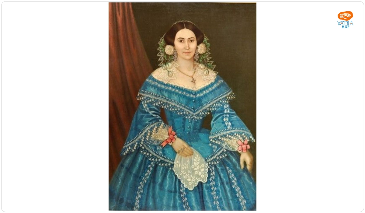 Anton Chladek — Portret de femeie cu rochie albastră