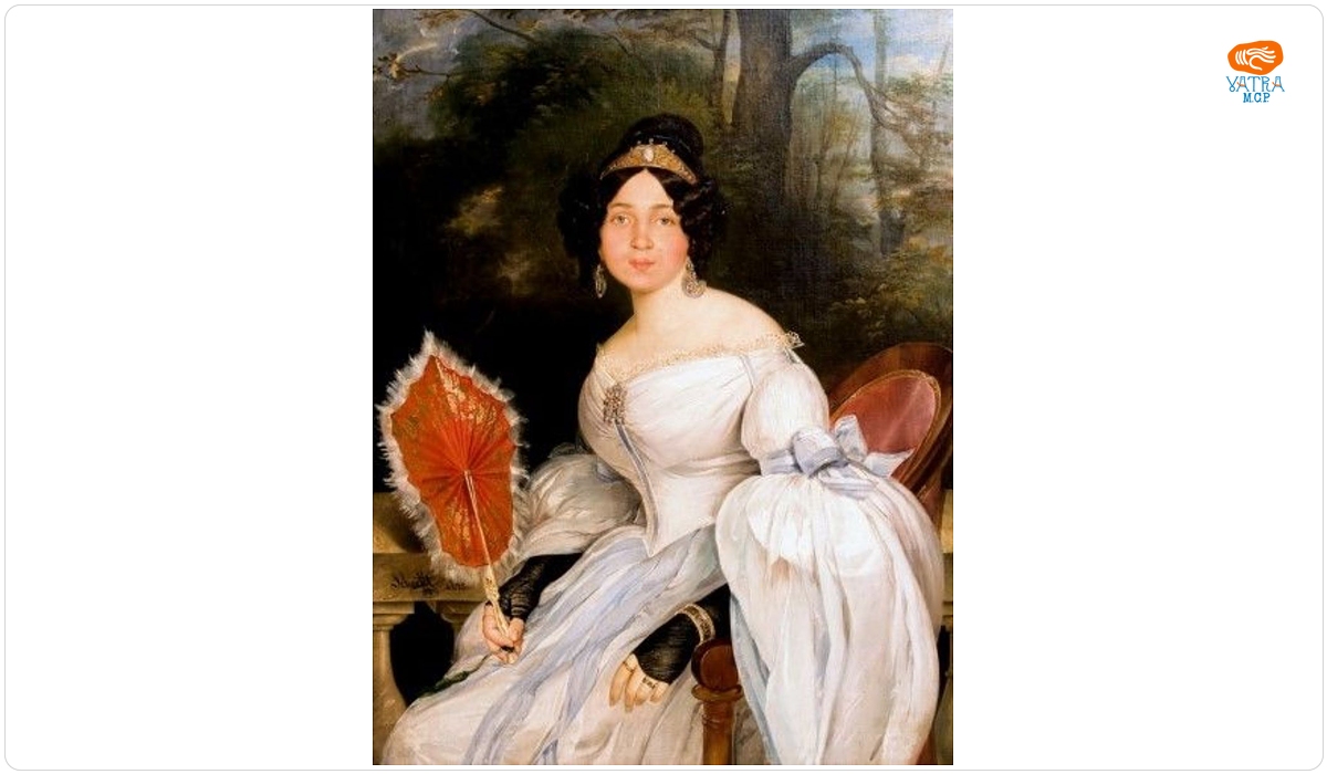 Joseph August Schöefft — Portret de femeie cu evantai