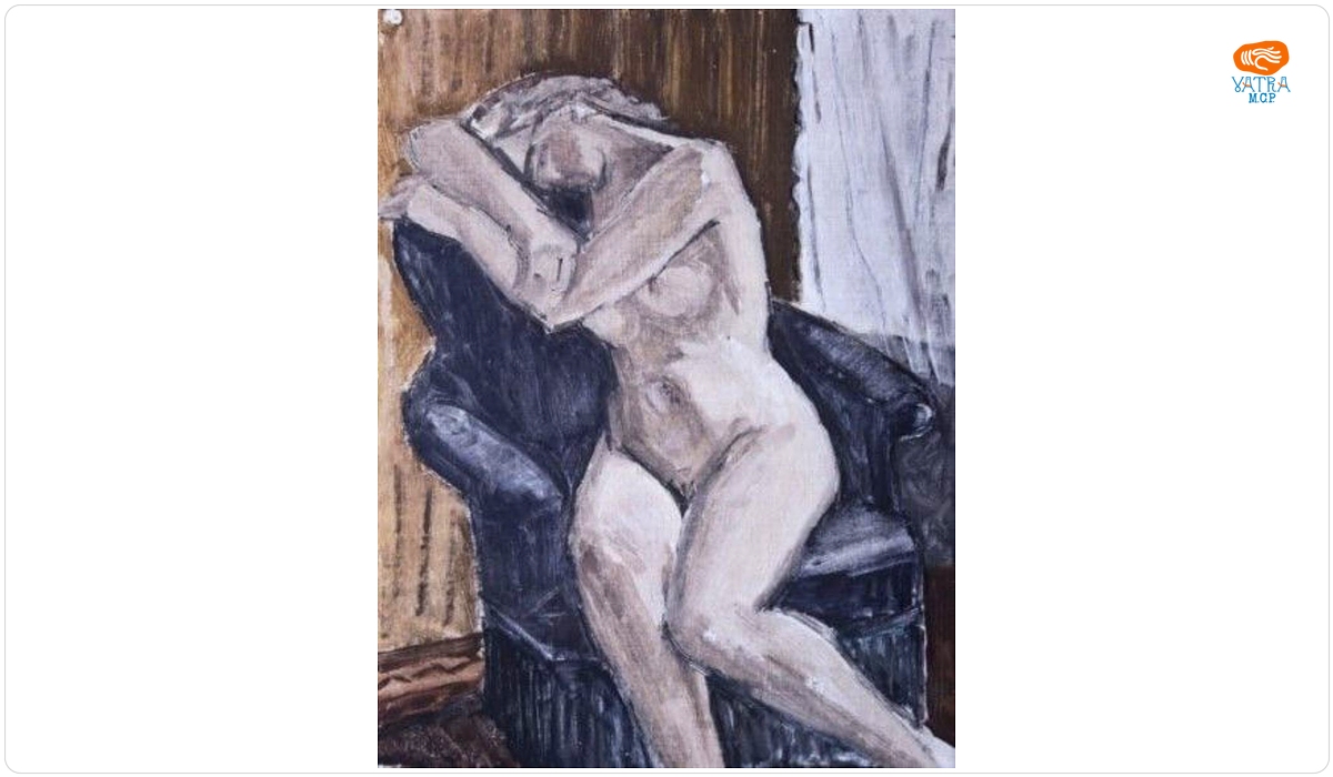 Nud pe fotoliu albastru