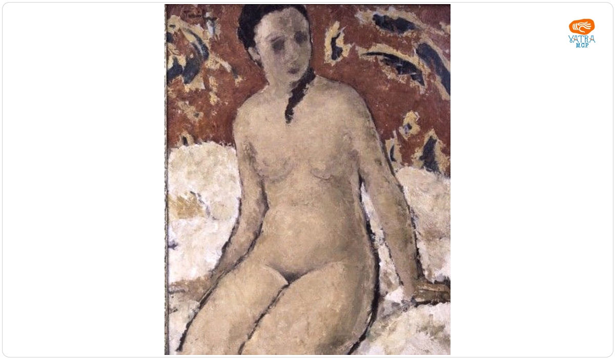Nud pe fond decorativ