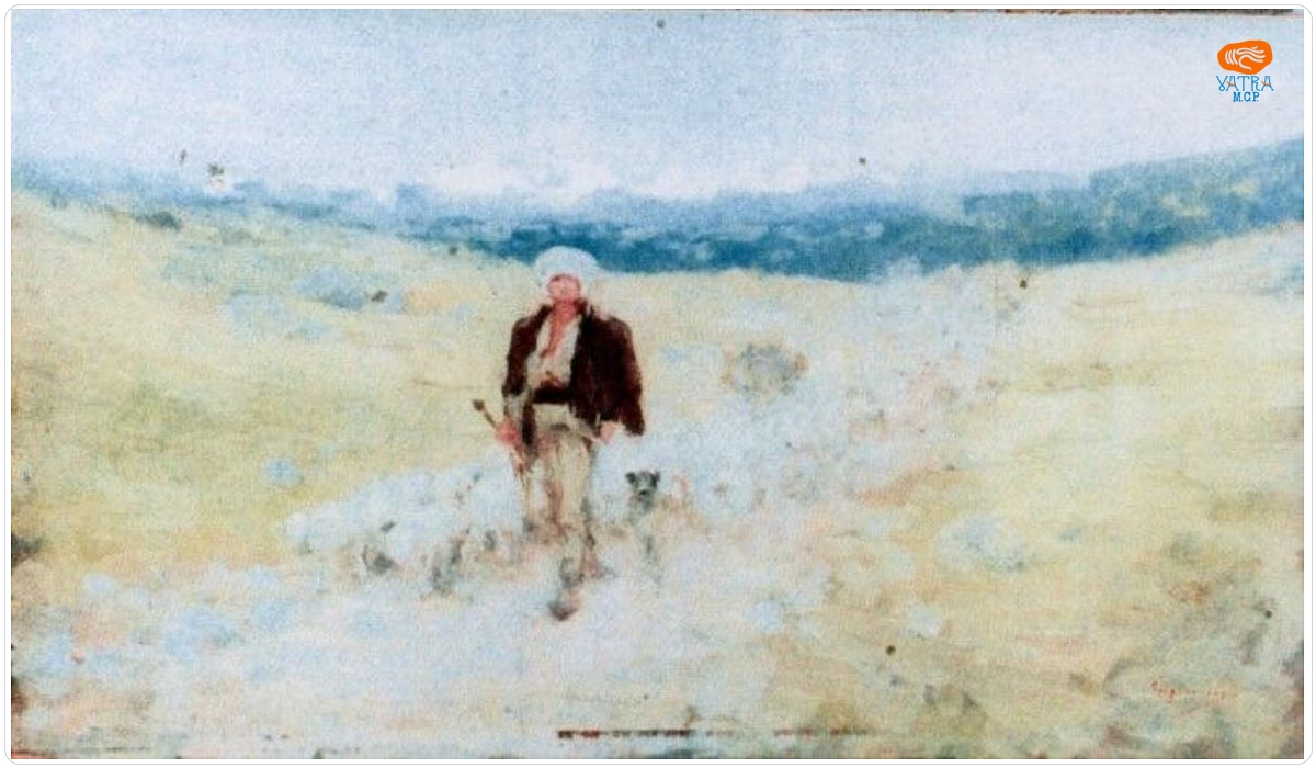 Nicolae Grigorescu — Cioban cu oi în apus de soare