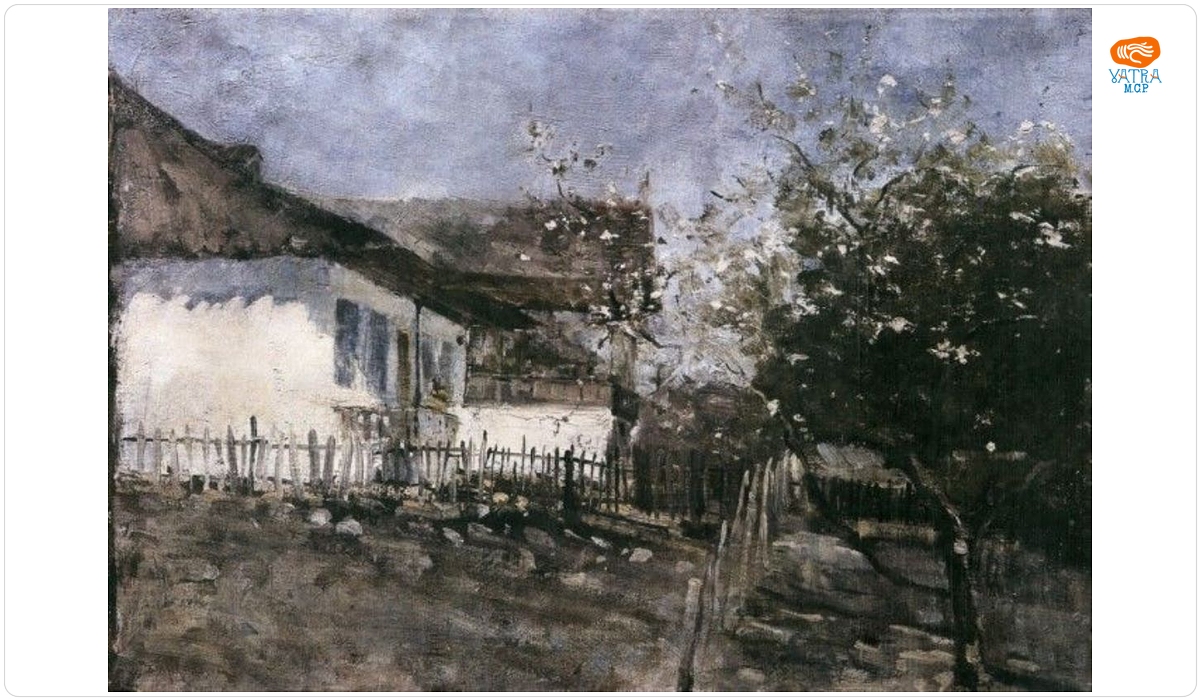 Dimitrie Mihăilescu — Curte cu pomi înfloriți