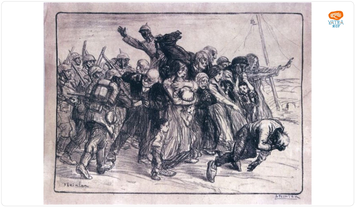 Scutul uman (Le Bouclier); din suita „Croquis du temps de la guerre”