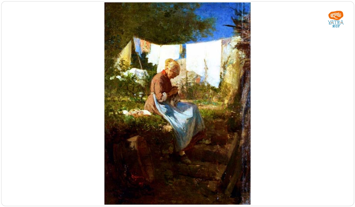 Bătrână cârpind