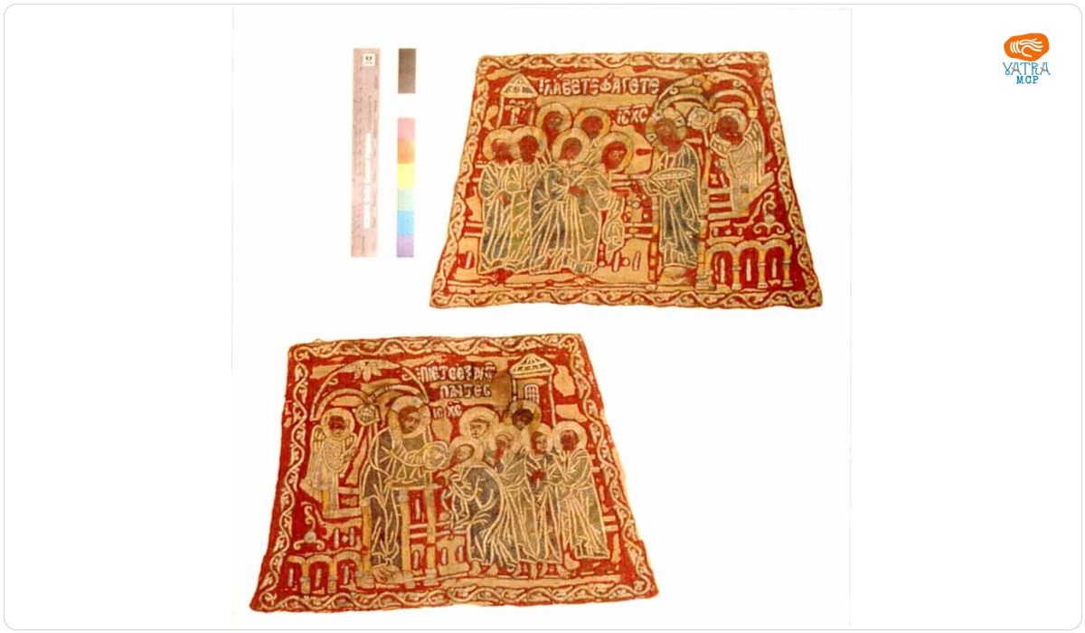 Împărtășirea cu pâine (a), Împărtășirea cu vin (b)