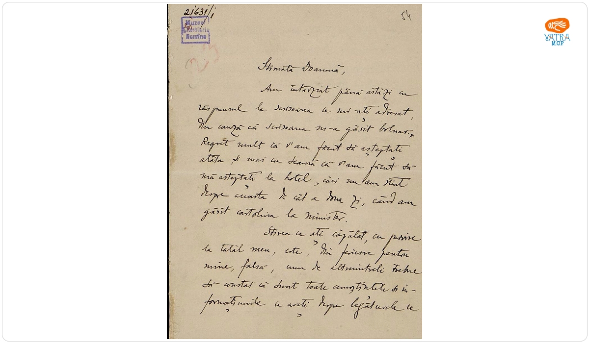 Scrisoare, datată 25 martie 1915, adresată de Virgil Livianu doamnei Ana Conta-Kernbach.