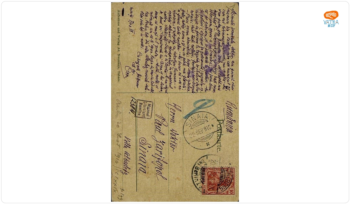 Carte poștală adresată, din Berlin, de I.L. Caragiale lui Paul Zarifopol, datată 20 septembrie 1910.