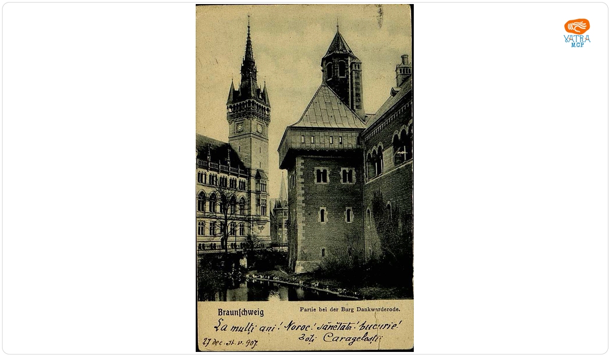 Carte poștală adresată, din Berlin, de I.L. Caragiale doamnei Ștefania Paul Zarifopol, aflată la Leipzig