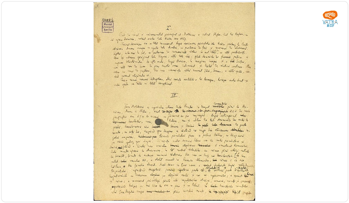 Manuscris: M. Sadoveanu, Viața lui Ștefan cel Mare, Fundația pentru literatură și artă „regele Carol II“, București, 1933-1934