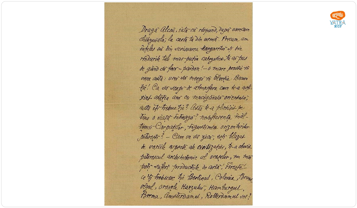 Documentul a fost redactat de I.L. Caragiale. — Scrisoare (cu plic), nedatată, adresată de I.L. Caragiale lui Alceu Urechia.