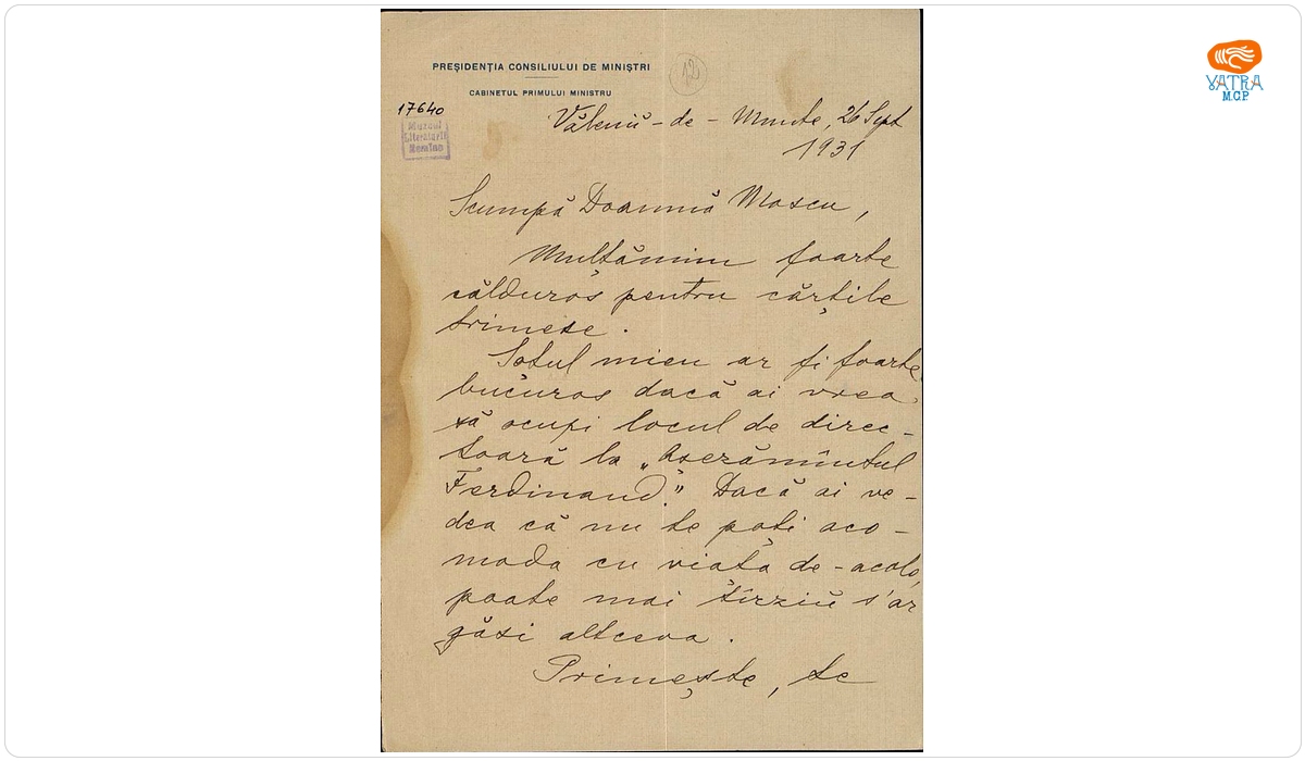 Scrisoare adresată Constanței Marino-Moscu de Ecaterina Iorga