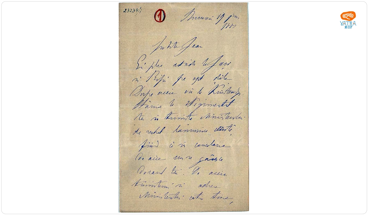 Scrisoare trimisă de Mihail Kogălniceanu fiului său, Ion, pe 19 iunie 1880, din București
