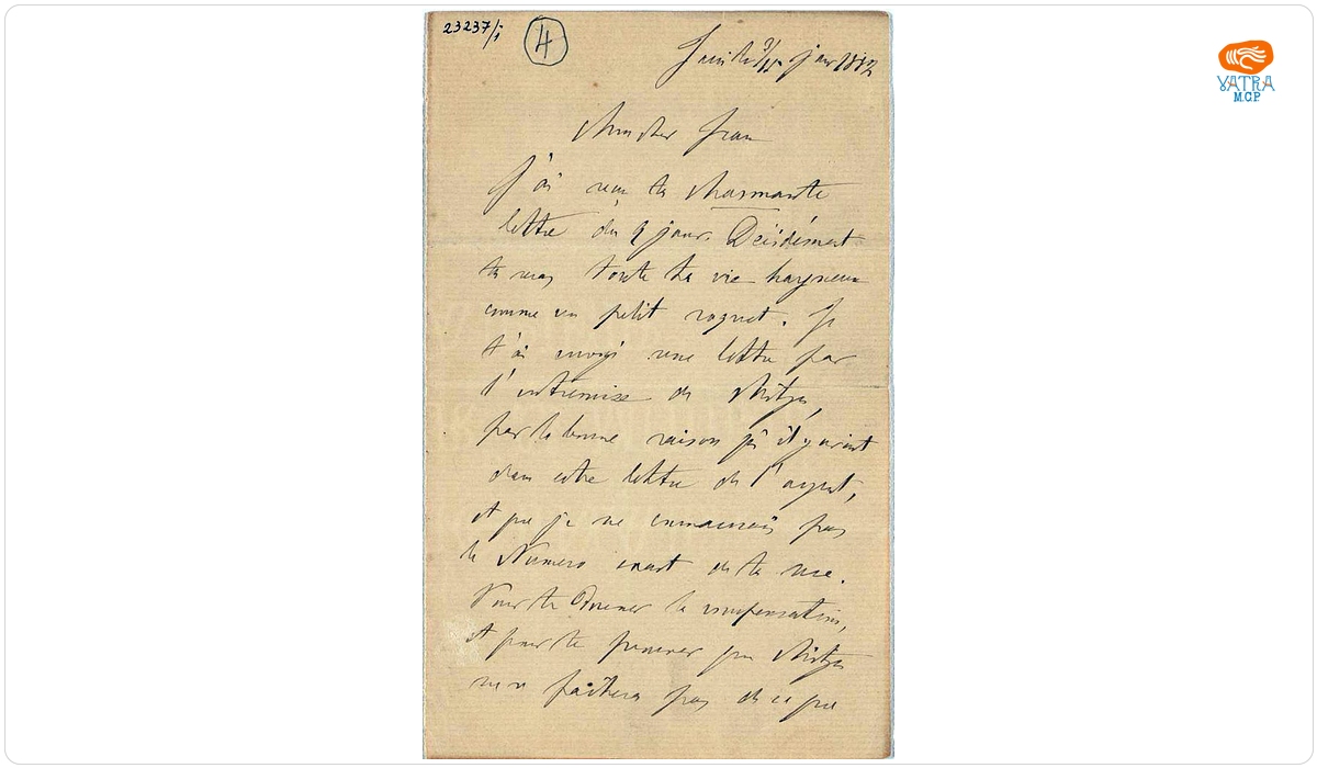 Scrisoare trimisă de Mihail Kogălniceanu fiului său, Ion, pe 3/15 ianuarie 1882, din Iași