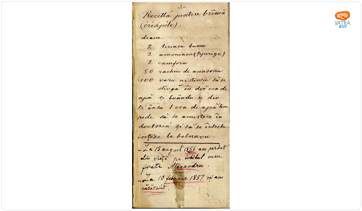 Carnet de însemnări ce a aparținut lui Constantin Canela, 1856-1857