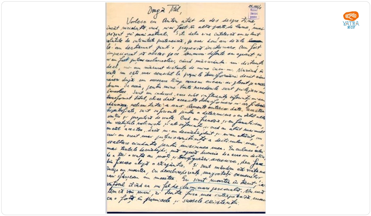 Expediată din Berlin unde Emil Cioran studia filozofia ca bursier Humboldt în anii 1933-1935