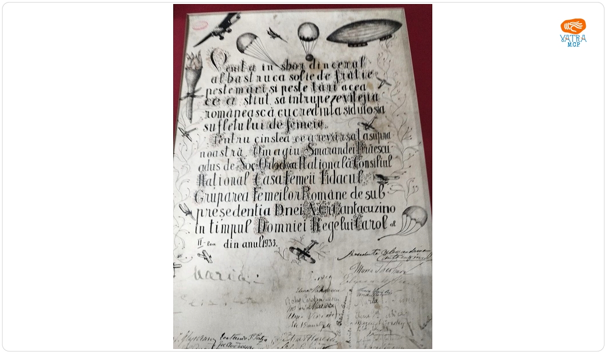Document omagial adresat parașutistei Smaranda Brăescu
