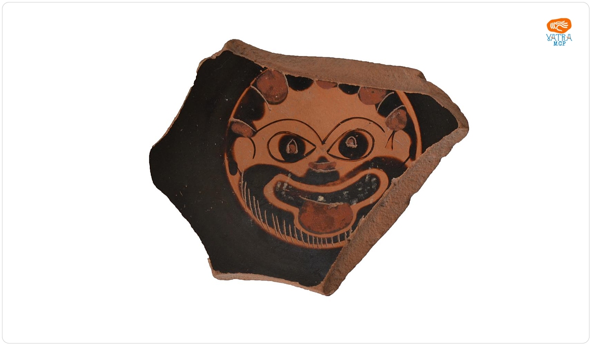 Cupă ceramică attică cu figuri negre.