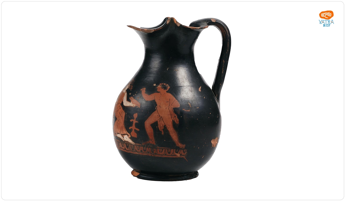 Oenochoe ceramică atică cu figuri roșii